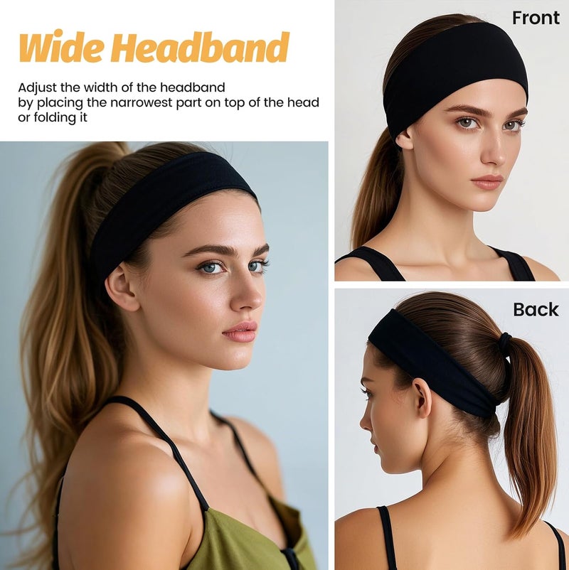 HSEM Headbands for Women - 6 Pack Wide Elastic Hair Bands | Stretchy Sweatbands Hair Bands | Soft Sports Thin Head Bands | Non-Slip Accessories Bands for Fashion, Washing Face, Workouts, Yoga, Daily Use - Image 4